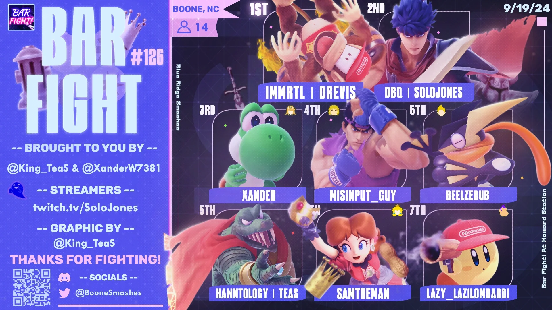 Bar Fight at Howard Station number 126 top 8 graphic, September 19, 2024