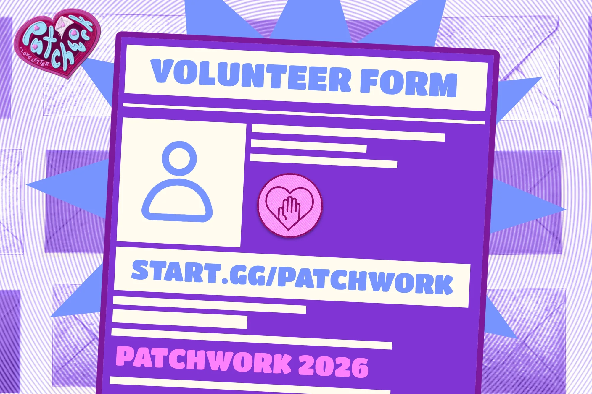 Volunteer form infographic for start.gg/patchwork
