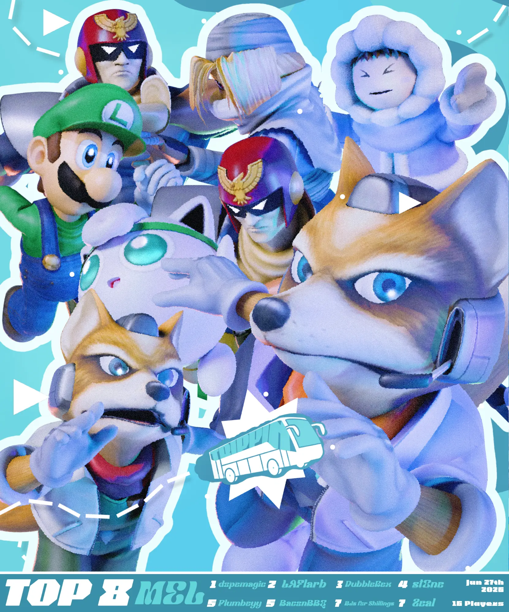 Trippin Top 8 Melee graphic