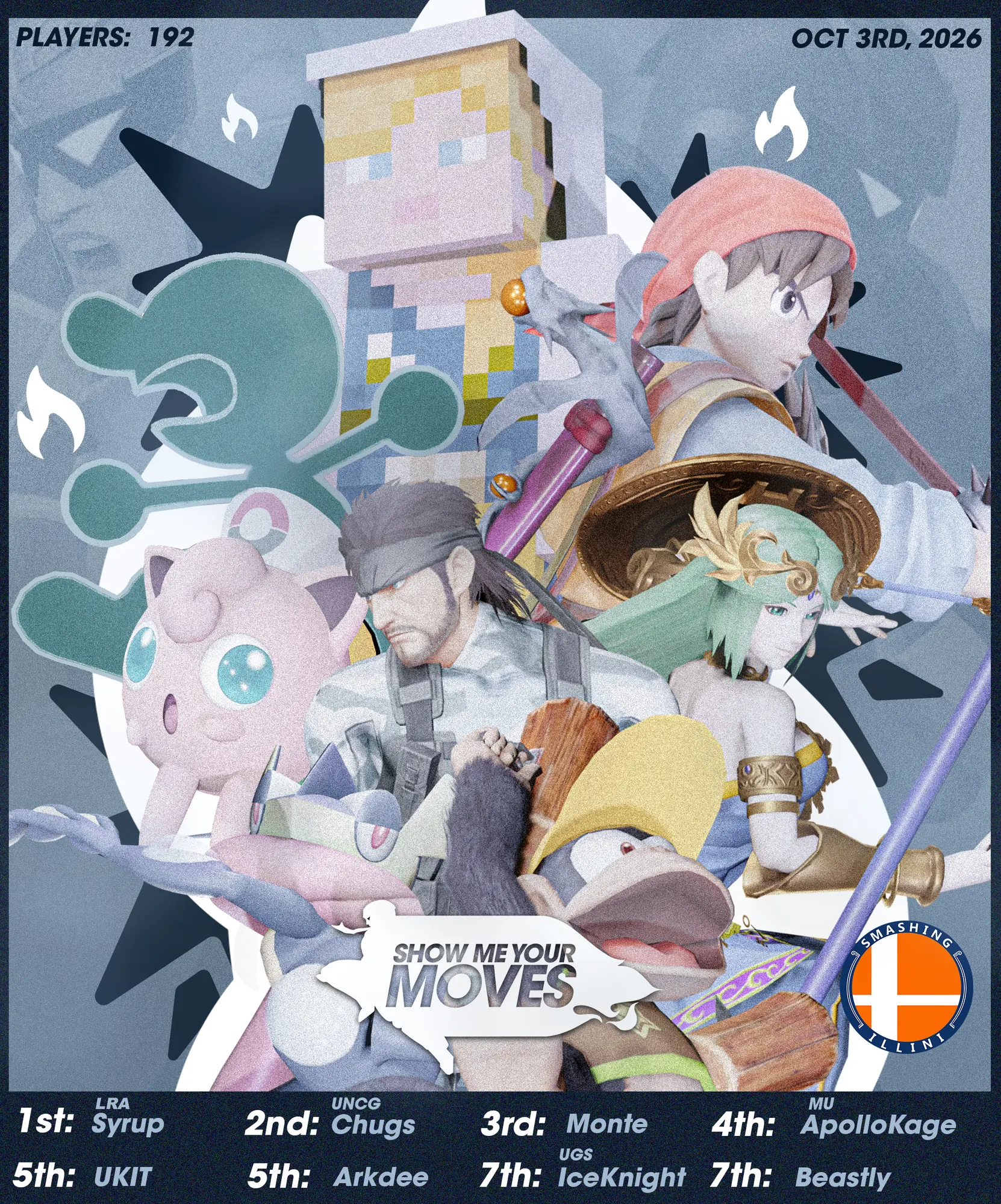 UNCG Show Me Your Moves Top 8 graphic, 192 players, October 3rd 2026
