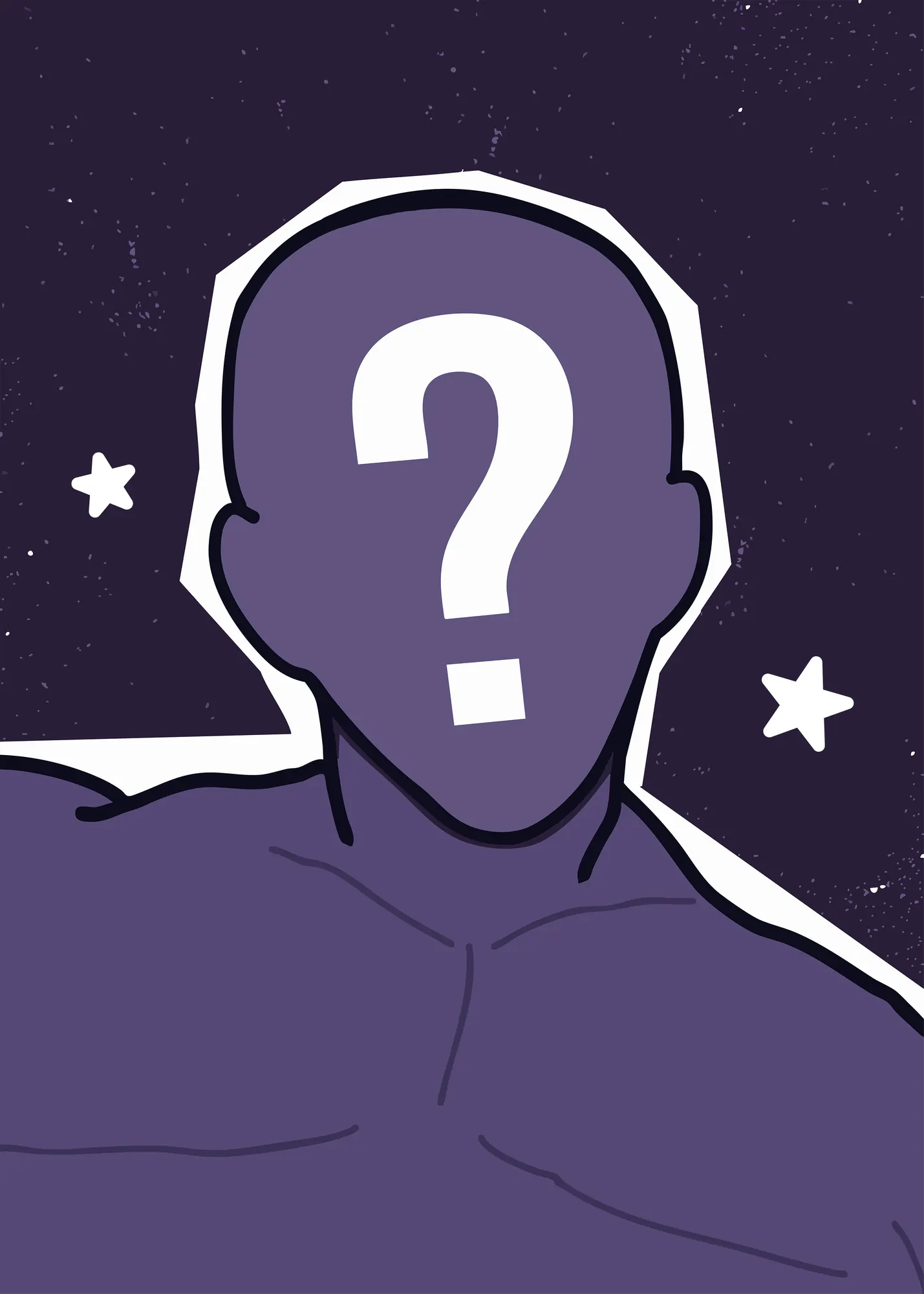 Random Character card design with a mystery silhouette on a starry background