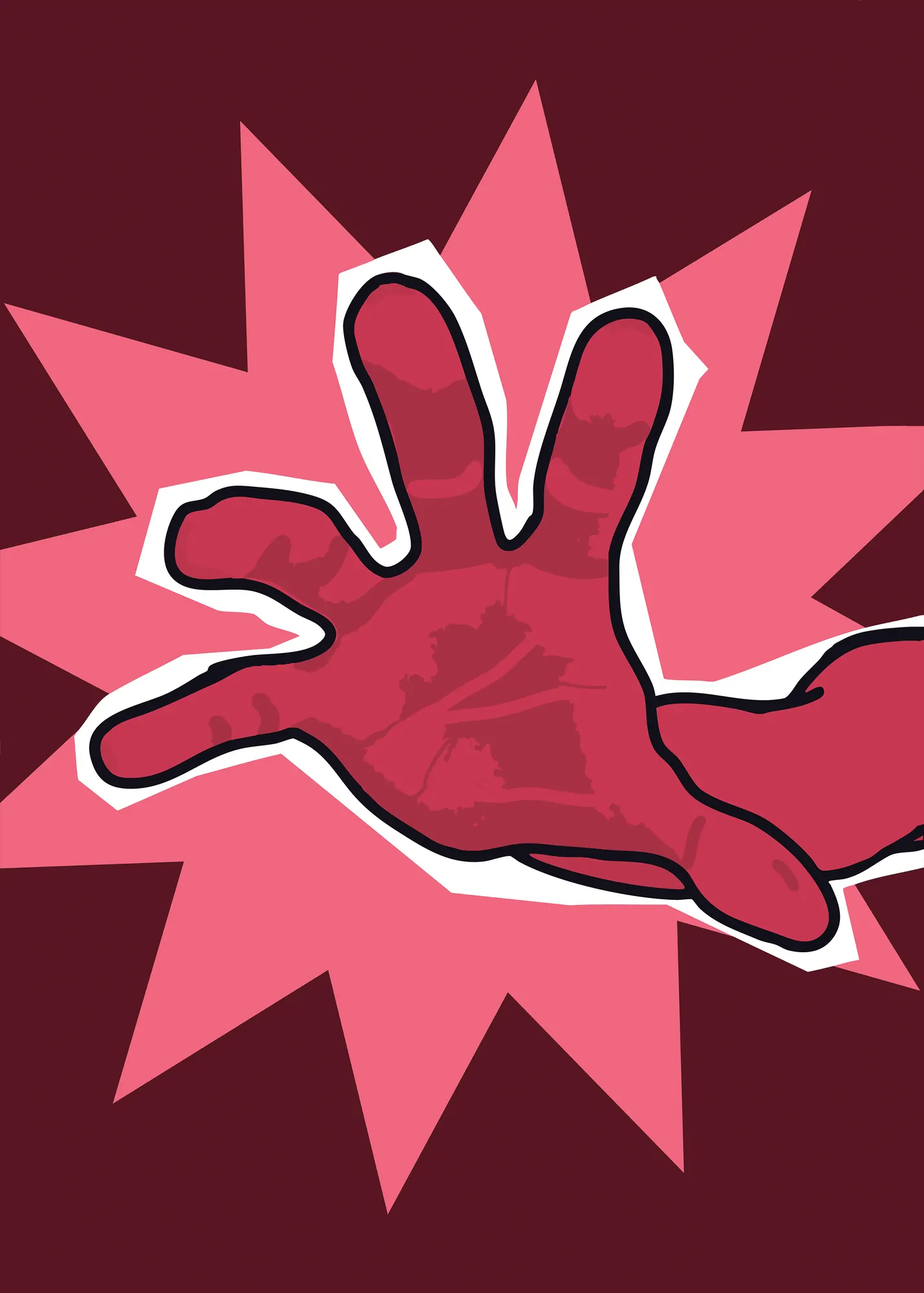 Take a Stock card design with a reaching hand on a red starburst